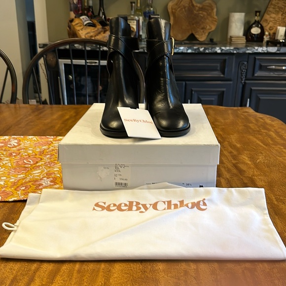 See by Chloé women’s New Gaucho Leather Calf Ankle Booties - Picture 4 of 16